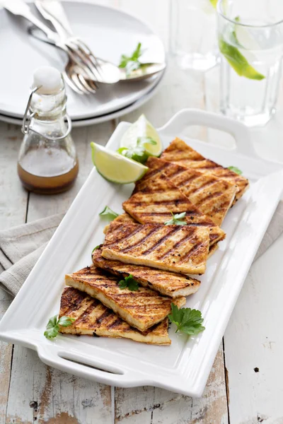 Grilled fried tofu on a plate — Stock Photo, Image