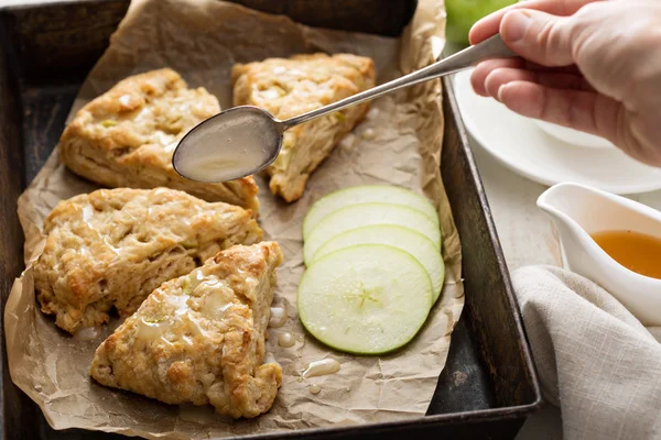 Apple scones with glaze — Stock Photo, Image