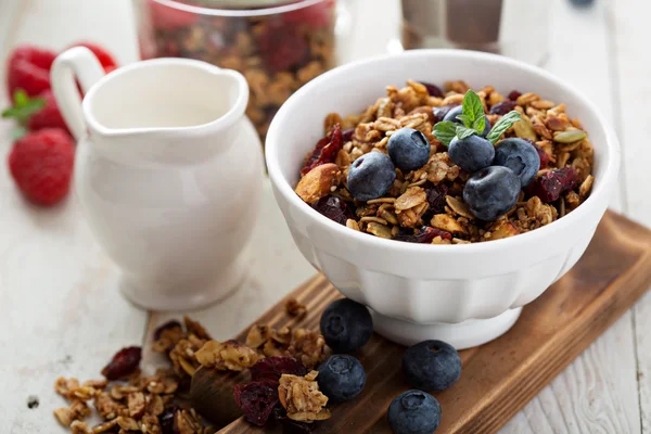 Homemade granola with berries for breakfast — Stock Photo, Image