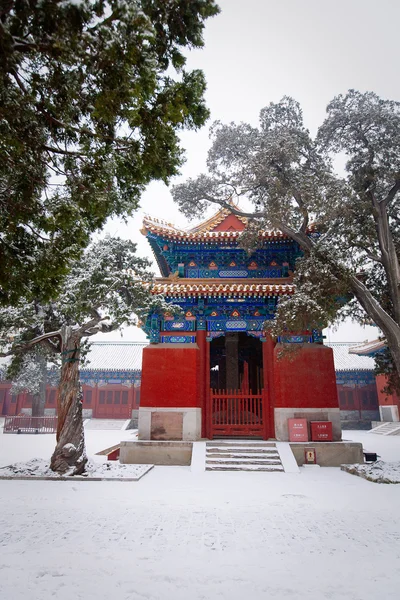 Konfucius chrám v Pekingu. Zimní čas. — Stock fotografie