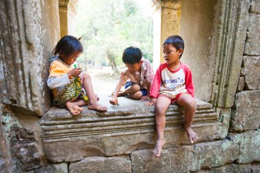 Siem Reap, Kamboçya - 4 Şubat 2014: bir grup kimliği belirsiz  