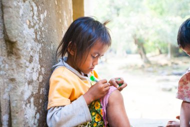 Siem Reap, Kamboçya - 4 Şubat 2014: bir grup kimliği belirsiz  