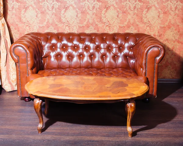 Leather sofa, vintage style luxury interior Stock Photo