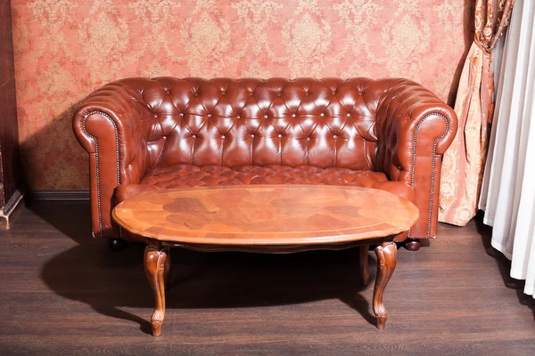 Leather sofa, vintage style luxury interior Royalty Free Stock Images
