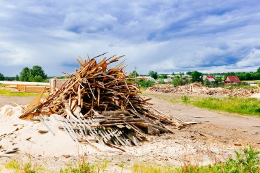 Ahşap plakalar büyük yığını