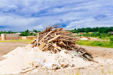 Ahşap plakalar büyük yığını
