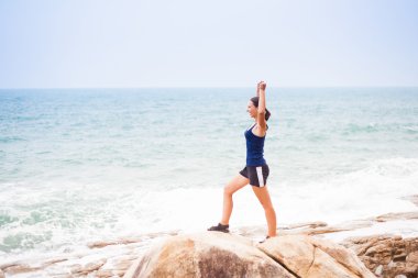 Spor ve yaşam başarıları ve başarı kavramı. Arka görünüm spor