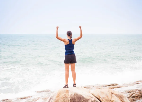 Sport e risultati di vita e concetto di successo. Vista posteriore sport Foto Stock