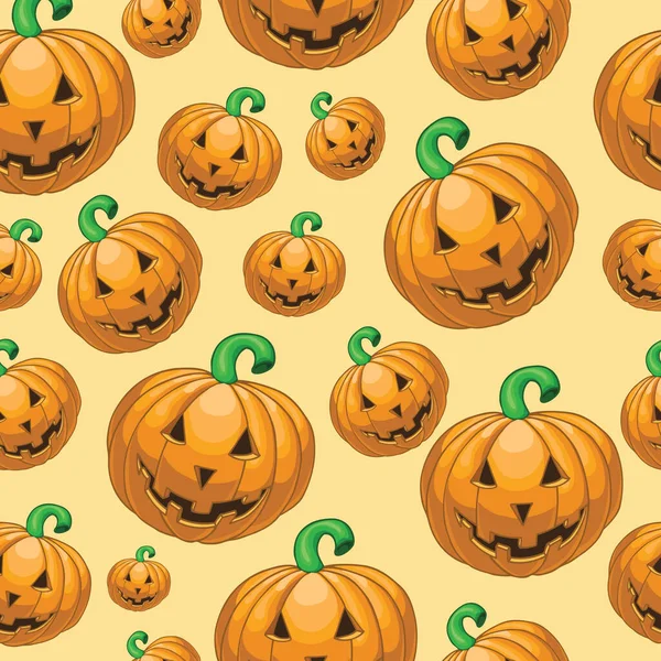 Bezešvé Halloween Vzor Dýněmi — Stockový vektor