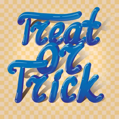 Çizgi film hacimsel sözcükler ekose arka planda şaka mı şeker mi. Cadılar Bayramı tebrik kartları için kullanılabilir. Vektör çizimi. EPS 10. 