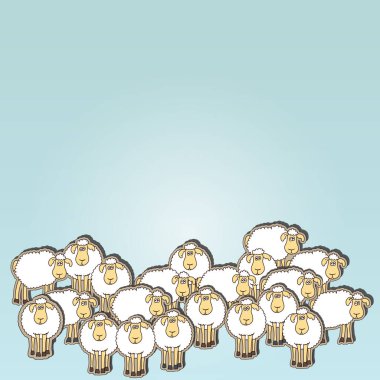 Eğlenceli renkli koyunlarla kusursuz bir geçmişi var. Duvar kağıdı, şablon dolguları, tebrik kartları, web sayfası geçmişleri, ambalaj kağıdı, hatıra defteri veya kumaş için kullanılabilir. Vektör çizimi. EPS 10.