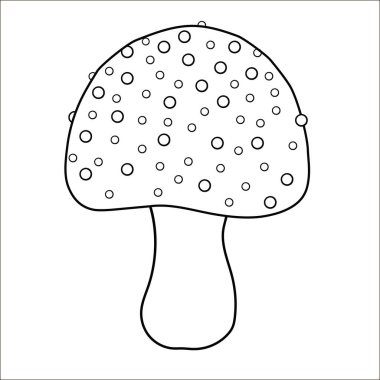 Beyaz arka planda izole edilmiş çizgi film mantarı. Amanita. Fly-agaric. Vektör çizimi. EPS 10. 