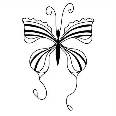 Beyaz arka planda izole edilmiş sevimli kelebek çizgi filmi. Boyamak için iyi. Vektör çizimi. EPS 10.