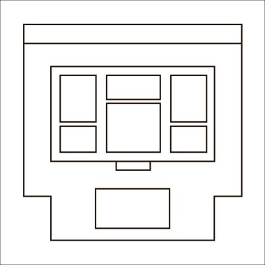 Beyaz arka planda karikatür ve büfe izole edilmiş. Öne. Özet geç. Tütüncü, rehinci, kitapçı. Açık havada. Vektör çizimi. EPS 10. 