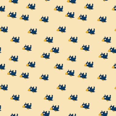 Çizgi filmdeki kargalarla şirin, pürüzsüz bir desen. Tekstil, kumaş, çarşaf, çocuksu yatak odası, pijama, desen dolguları, ambalaj kağıdı, yapıştırma kitabı, dekupaj, el işi....  