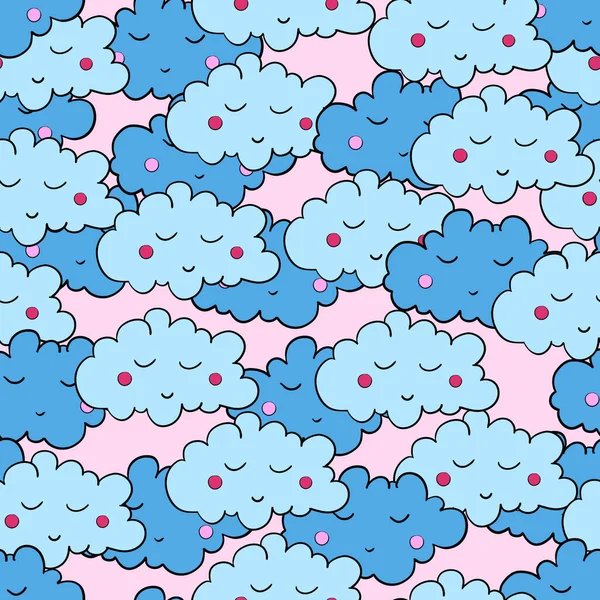 Απρόσκοπτη Μοτίβο Σύννεφα Ύπνου Κινουμένων Σχεδίων Ροζ Φόντο Μπορεί Χρησιμοποιηθεί — Διανυσματικό Αρχείο