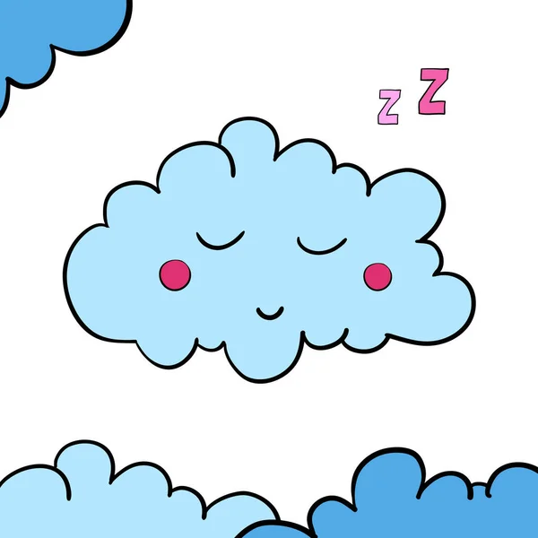 Caricature Nuage Sommeil Bleu Sur Fond Blanc Illustration Vectorielle Spe — Image vectorielle