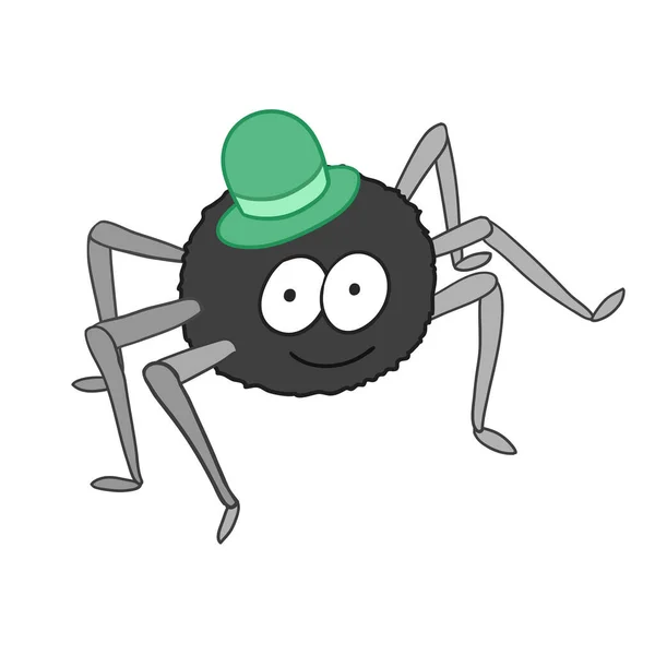 Cartoon Niedliche Spinne Hut Isoliert Auf Weißem Hintergrund Kann Für — Stockvektor