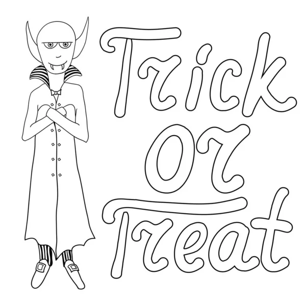 Cartoon Vampire Words Trick Treat Isolated White Background Can Used — Stock Vector