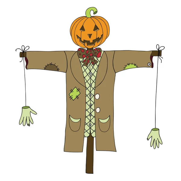 Scarecrow Isolated White Background Can Used Halloween Greeting Cards Vector — Stock Vector
