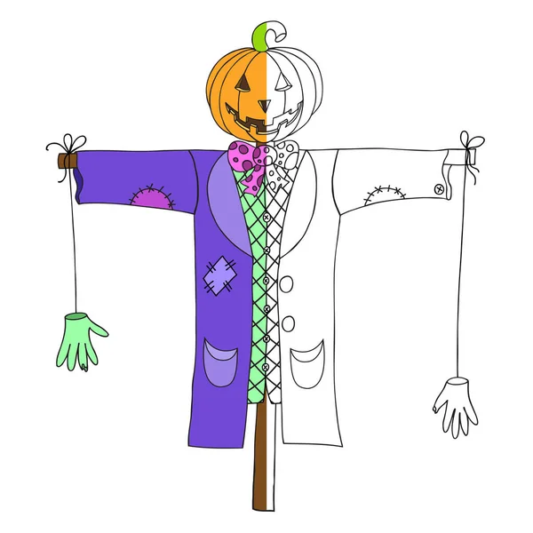 Scarecrow Isolated White Background Can Used Coloring Vector Ilustration Eps — 스톡 벡터