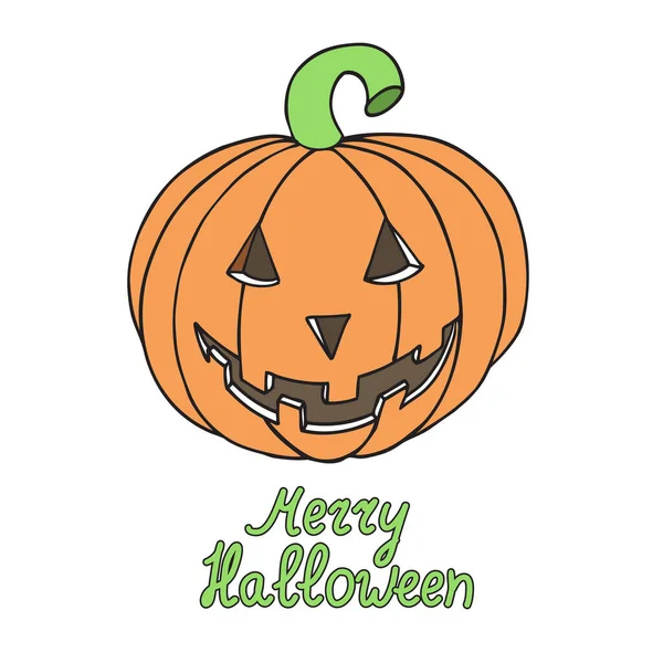 Abóbora Halloween Isolado Fundo Branco Feliz Dia Das Bruxas Ilustração —  Vetores de Stock