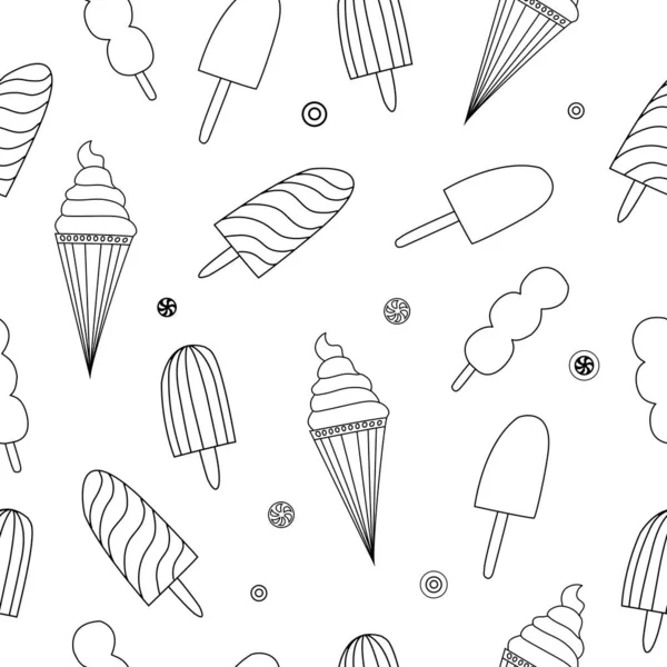 Seamless Pattern Ice Cream Can Used Wallpaper Pattern Fills Greeting — Stock Vector