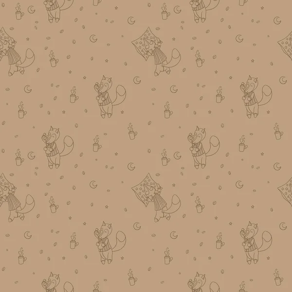 Бесшовный Рисунок Лисами Пижаме Можно Использовать Обоев Шаблонных Наполнителей Поздравительных — стоковый вектор