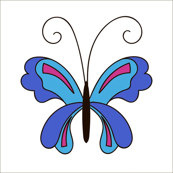 Papillon Dessin Animé Mignon Isolé Sur Fond Blanc Illustration Vectorielle — Image vectorielle