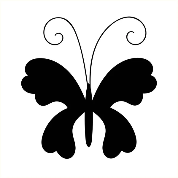 Silhouette Papillon Dessin Animé Mignon Isolé Sur Fond Blanc Illustration — Image vectorielle