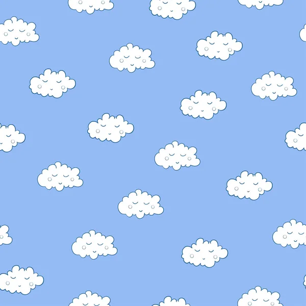 Unusual Seamless Pattern Cute Sleeping Clouds Good Night Textile Fabric — 스톡 벡터