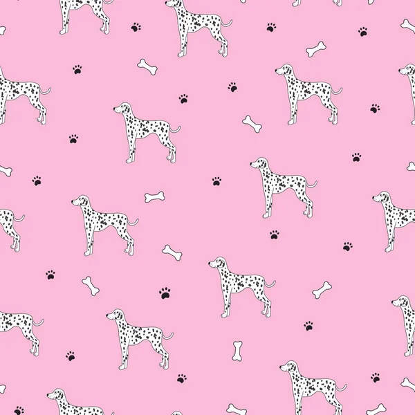 Awesome Seamless Pattern Cute Dog Breed Dalmatian Can Used Wallpaper — Stock Vector