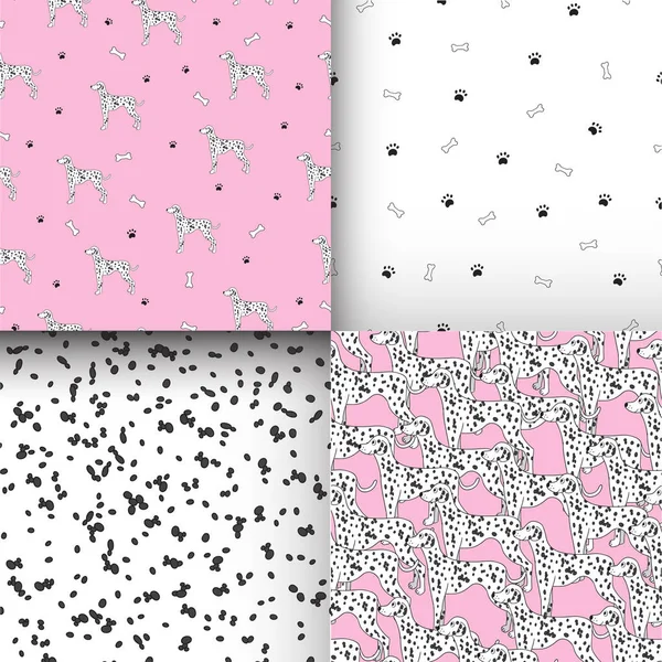 Set Seamless Pattern Cute Dog Breed Dalmatian Can Used Wallpaper — 스톡 벡터