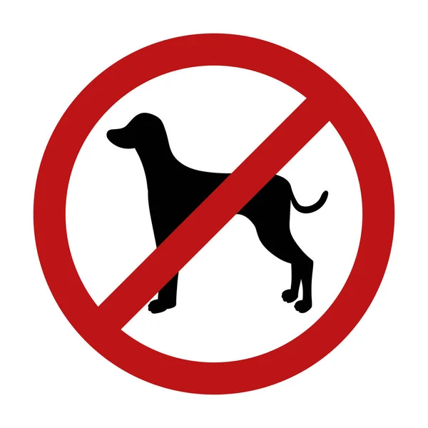 Tecken Hundförbud Isolerad Vit Bakgrund Svart Siluett Vektorillustration — Stock vektor