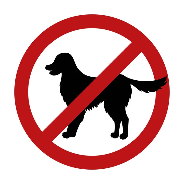 Tecken Hundförbud Isolerad Vit Bakgrund Svart Siluett Ras Labrador Retriever — Stock vektor
