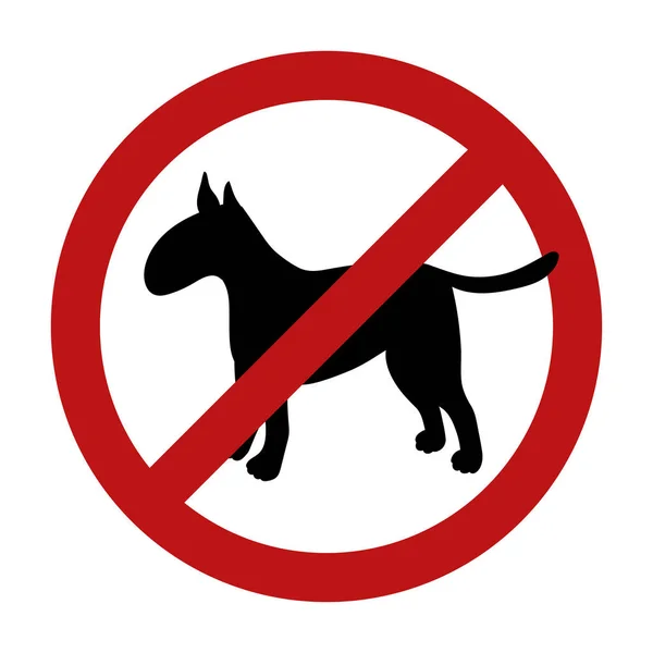 Tecken Hundförbud Isolerad Vit Bakgrund Svart Siluett Ras Tjurfäktare Vektorillustration — Stock vektor