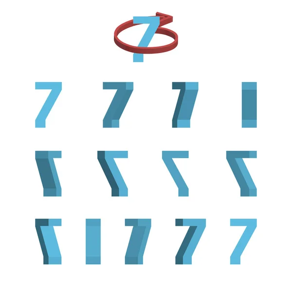 Pruh Skřítků Rotace Kresleného Čísla7 Izolované Bílém Pozadí Vektorová Ilustrace — Stockový vektor