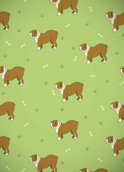 Потрясающая Открытка Плавный Рисунок Симпатичными Собаками Бульдог Породы Векторная Иллюстрация — стоковый вектор