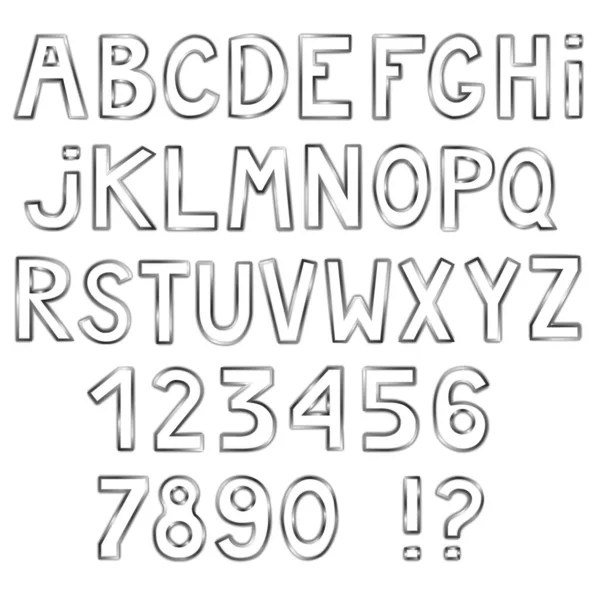 Буквы Цифры Метафорическим Контуром Выделены Белом Фоне Алфавит Векторная Иллюстрация — стоковый вектор