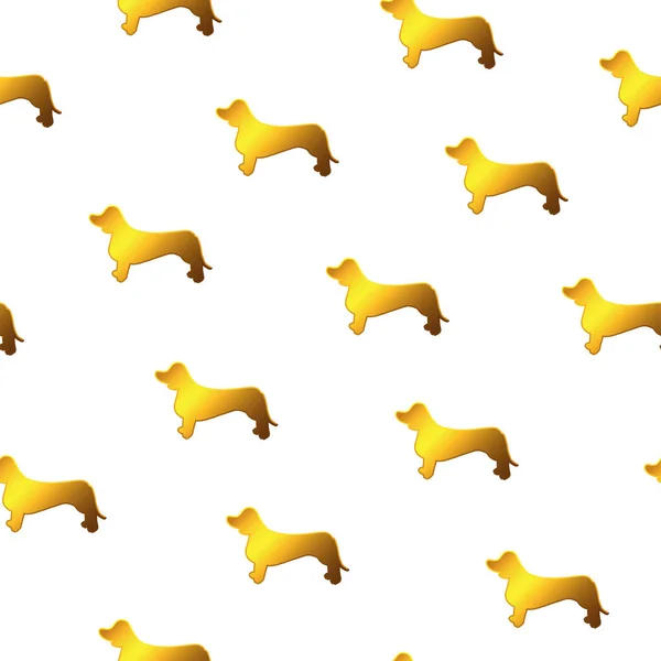 Awesome Seamless Pattern Gold Yellow Dog Isolated White Background Breed — Stock Vector