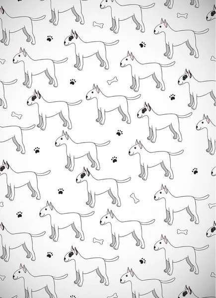 Открытка Симпатичными Собаками Мультяшниками Породистый Бык Векторная Иллюстрация — стоковый вектор