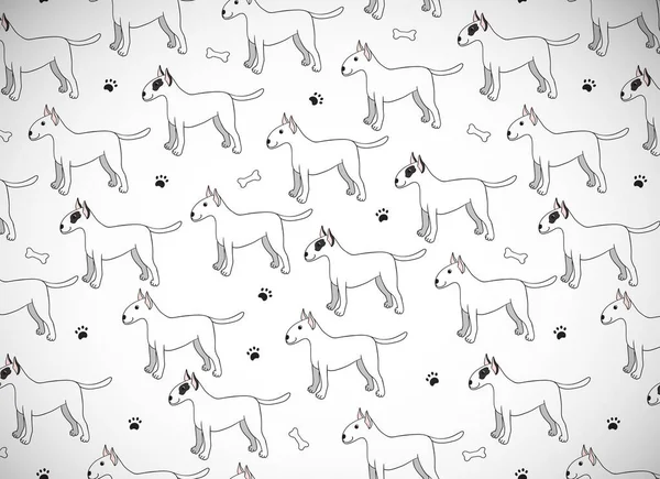 Поздравительная Открытка Симпатичными Собаками Мультяшками Породистый Бык Векторная Иллюстрация — стоковый вектор