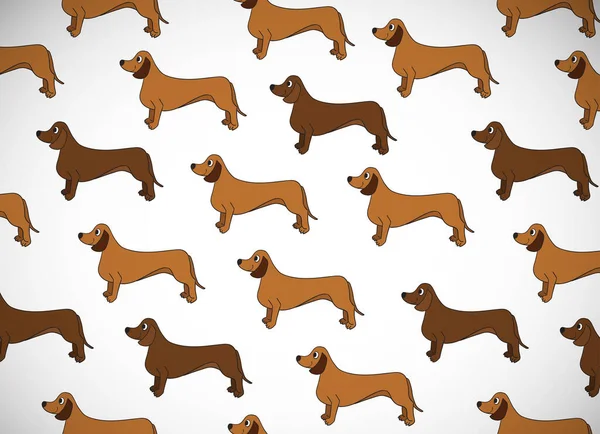 Fantastisk Hälsning Horisontellt Kort Med Hundar Ras Taxar Vektorillustration — Stock vektor