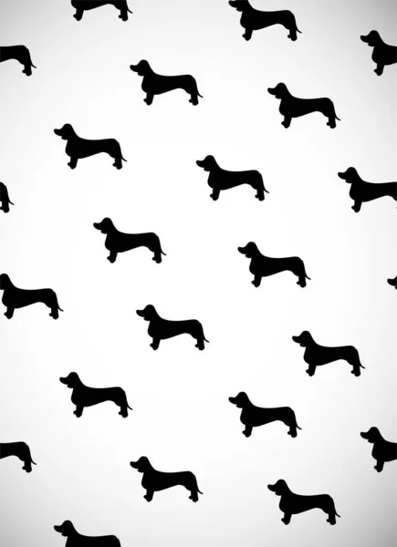 Поздравительная Открытка Черными Силуэтами Собаки Породная Такса Можно Использовать Обоев — стоковый вектор