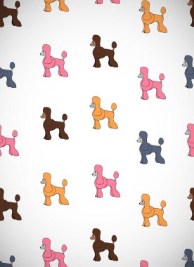 Çizgi filmlerdeki sevimli köpeklerin olduğu harika bir tebrik kartı. Yavru kaniş. Duvar kağıdı, şablon dolguları, tebrik kartları, web sayfası geçmişleri, ambalaj kağıdı ve tekstil veya kumaş için kullanılabilir. Vektör illüstrasyonu.