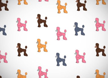 Çizgi filmlerdeki sevimli köpeklerin olduğu harika bir tebrik kartı. Yavru kaniş. Duvar kağıdı, şablon dolguları, tebrik kartları, web sayfası geçmişleri, ambalaj kağıdı ve tekstil veya kumaş için kullanılabilir. Vektör illüstrasyonu.