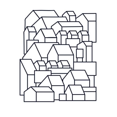 Küçük bir kasaba ya da köy için alışılmadık bir geçmiş. Grable konutları. Vektör illüstrasyonu.  