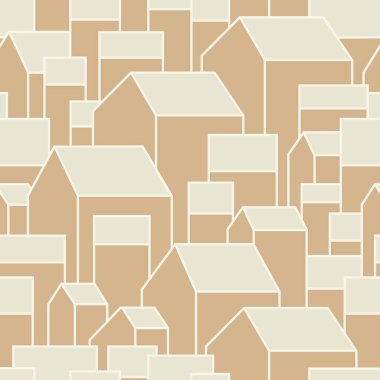 Küçük bir kasaba ya da köy için alışılmadık bir geçmiş. Grable konutları. Hassas bej rengi. Vektör illüstrasyonu.  