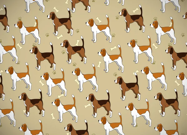 Fantastiskt Gratulationskort Med Söt Tecknad Hund Ras Beagle Kan Användas — Stock vektor