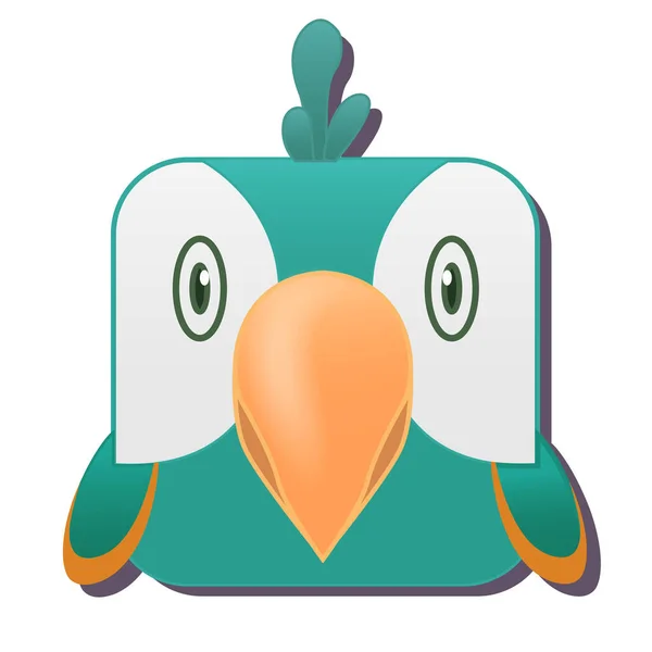 可爱的正方形鹦鹉 在白色背景上孤立的向量图解 适用于手机游戏设计 虚拟游戏 — 图库矢量图片